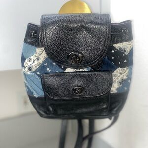 CCA-Coach Canyon Denim Patchwork Backpack EUC